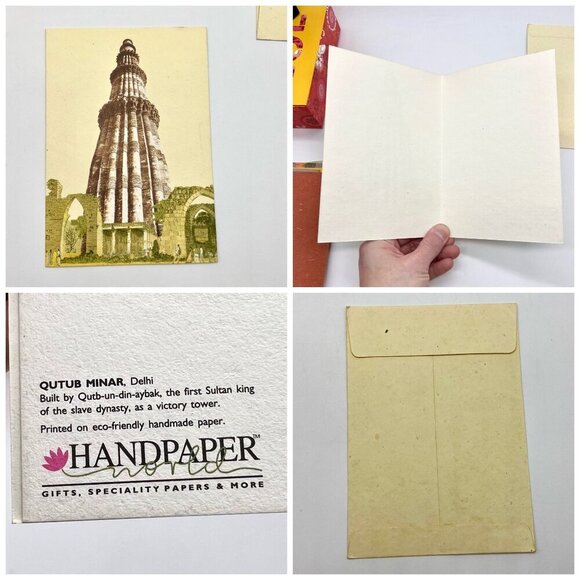 Handmade India Greeting Cards Set with Box and Painted Wood Holder - Picture 5 of 7